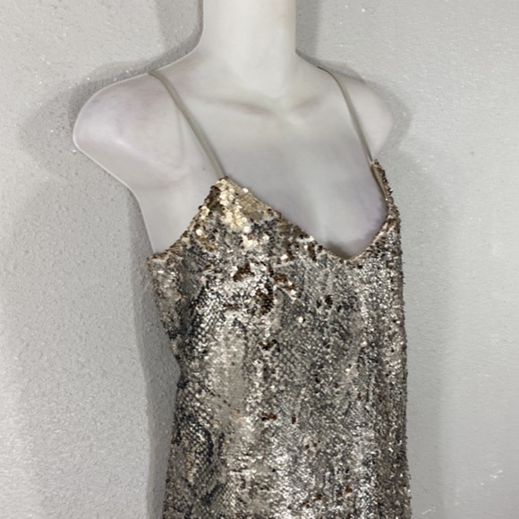 NWT Cupcakes and Cashmere sequin snake gold reversible tank slip dress mediumBB9 - Picture 7 of 14